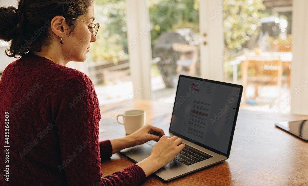 Female blogger working from home Female blogger working from home