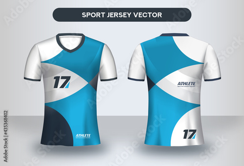 Football Jsersey design template. Soccer club uniform T-shirt front and back view.