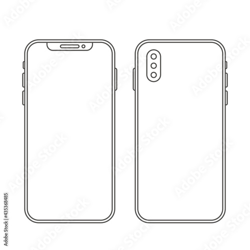 modern telephone in a linear style. flat icon of mobile smartphone