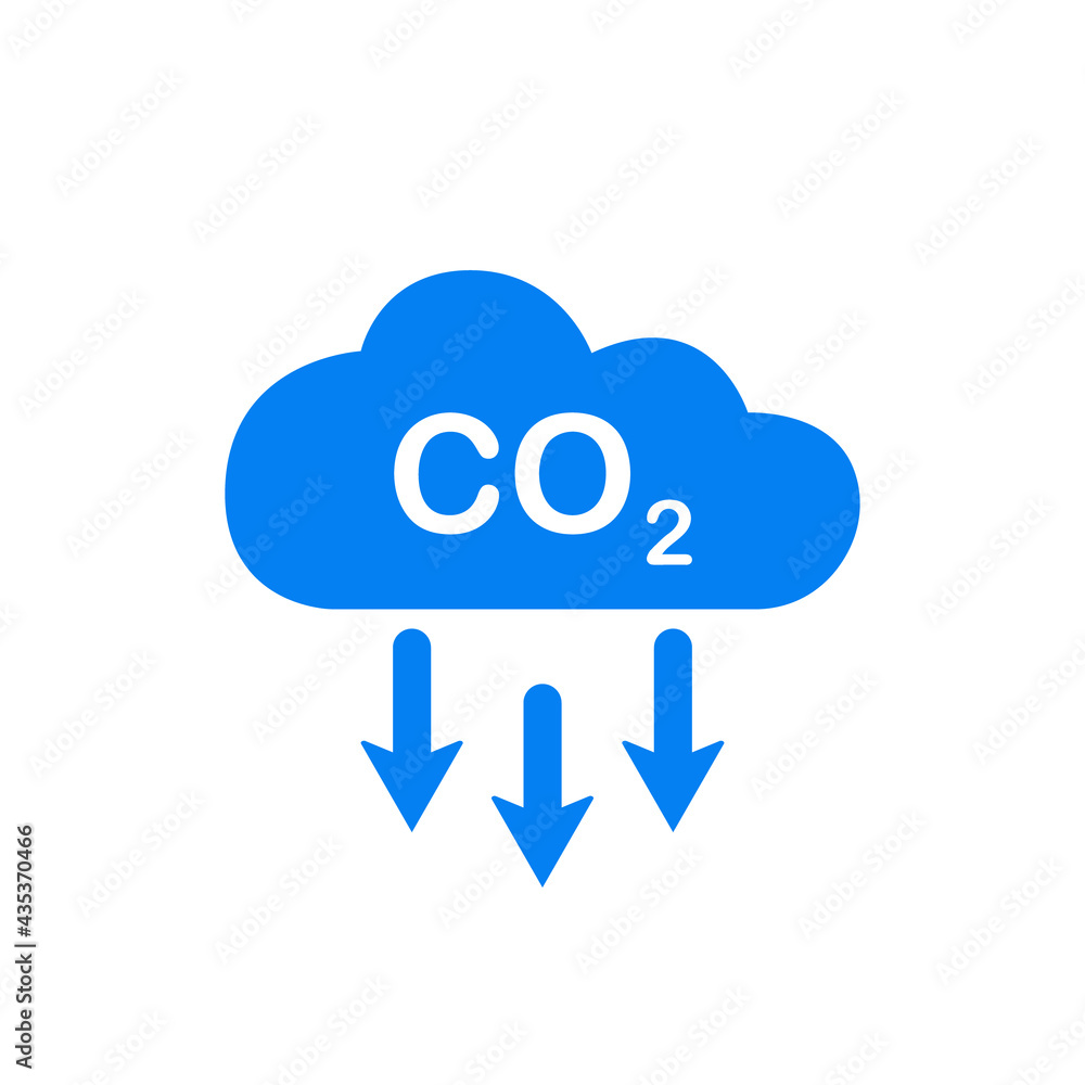 CO2 Icon. Emissions Reduction of Carbon Gas. Blue Cloud of CO2 Gas. Decrease Pollution Icon. Carbon Dioxide Emissions. Vector illustration CO2 Icon. Emissions Reduction of Carbon Gas. Blue Cloud of CO2 Gas. Decrease Pollution Icon. Carbon Dioxide Emissions. Vector illustration