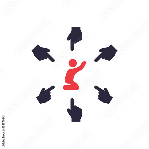 Social Bullying Icon. Harassment, Social Abuse and Domestic Violence Silhouette pictogram. Group Bullying Icon. Verbal and Physical Children Abuse. Vector illustration