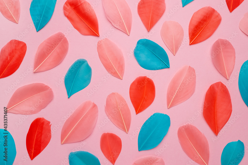 Beautiful abstract pink and purple feathers on pastel background and soft white pink feather texture on colorful pattern, colorful background, colorful feather Beautiful abstract pink and purple feathers on pastel background and soft white pink feather texture on colorful pattern, colorful background, colorful feather