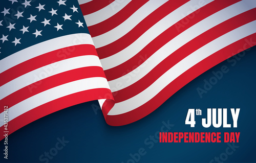 4th of July banner. American independence day celebration Vector background with an American flag.