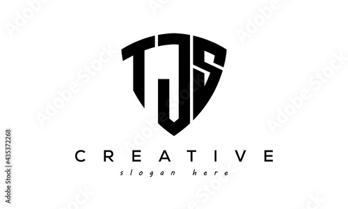 TJS letters creative logo with shield	 photo