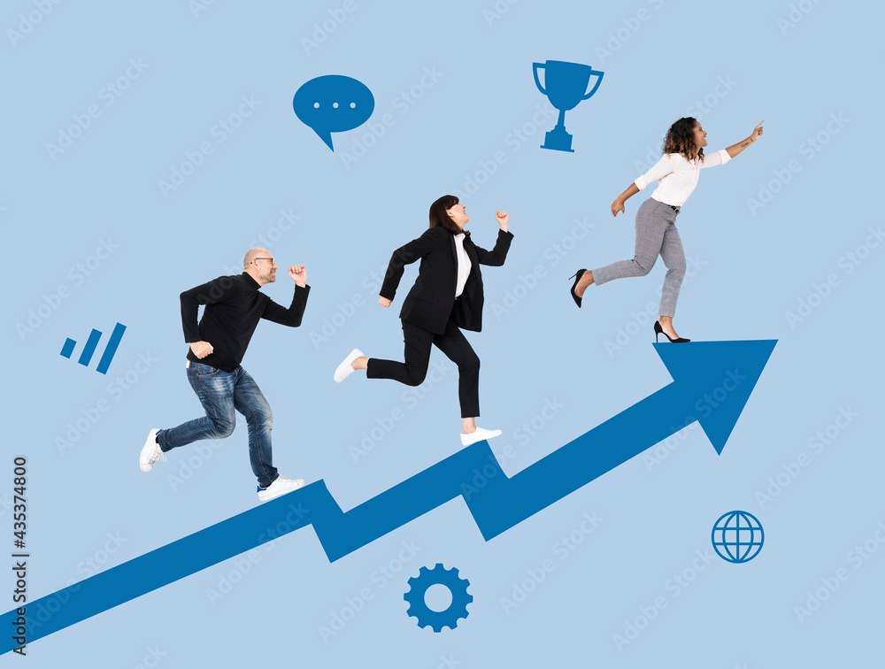 Obraz premium Business people rushing towards success