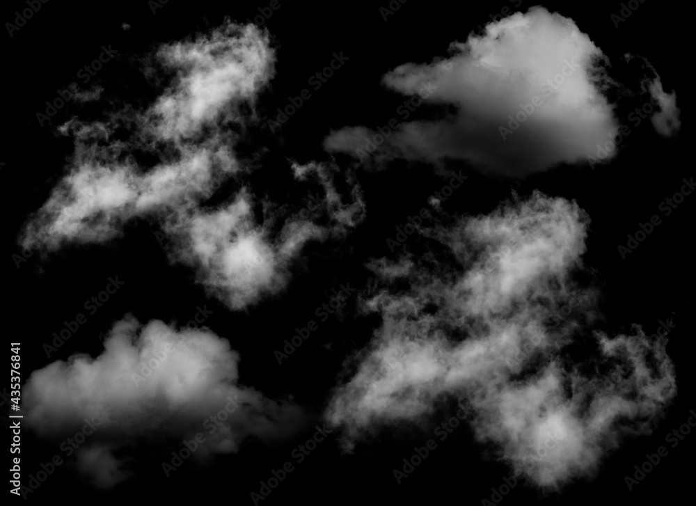 Clouds in white isolated on black background Clouds in white isolated on black background