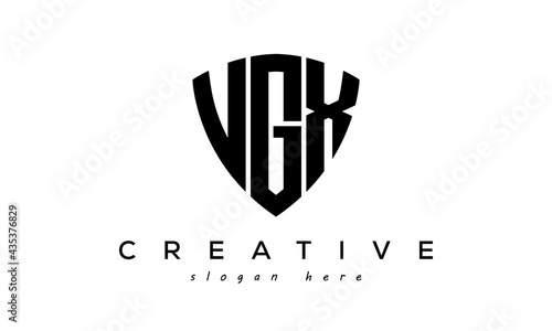 VGX letters creative logo with shield	 photo