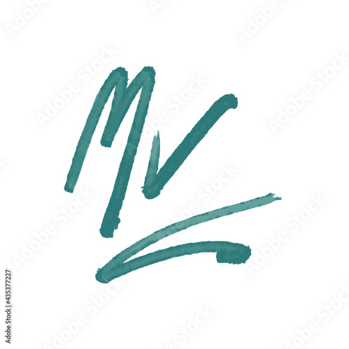 Mv initial handwritten logo for identity
