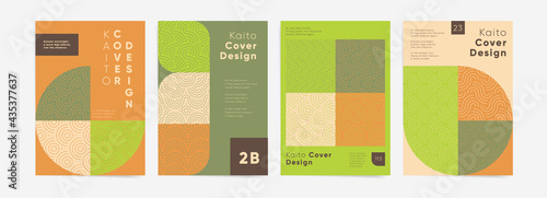 Minimal geometric business presentation set. Vector A4 vertical orientation. Layout for book cover, poster, banner, placard, brochure, annual report, card, flyer and. Line waves cover design template.