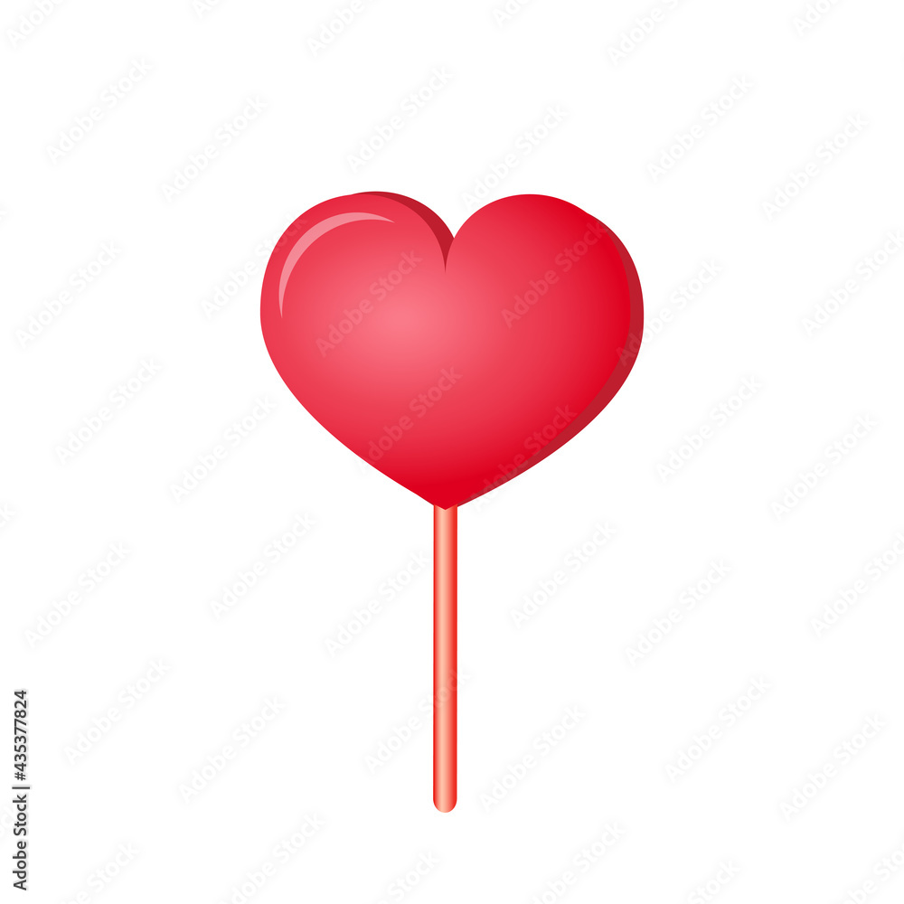 Colorful heart shaped lollipop. Lollipop isolated vector illustration