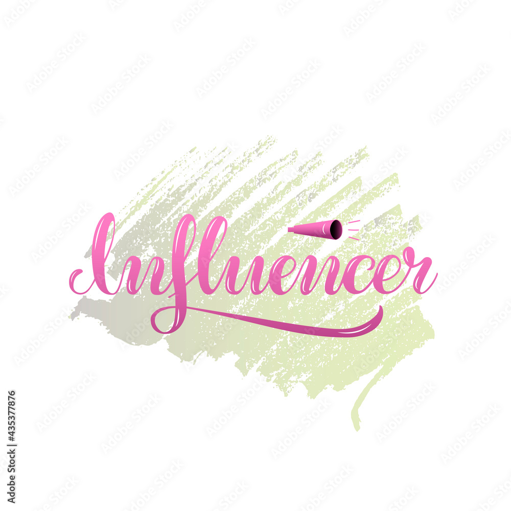 Vector illustration of influencer brush lettering for banner, flyer, poster, clothes, web, social media post or advertisement design. Handwritten text for template, signage, billboard, print
