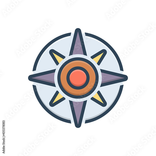 Color illustration icon for compass
