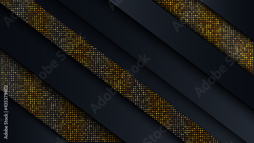 Abstract geometric line background with shadows and with golden glitter effect. Vector background