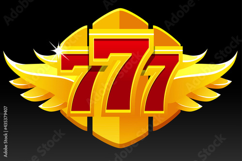 777 slots symbol, jackpot sign, gold gambling emblem for ui games.