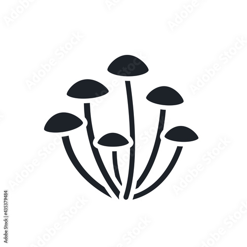 Agaric honey silhouette. Black isolated silhouettes. Fill solid icon. Modern glyph design. Vector illustration. Mushrooms. Food ingredients.