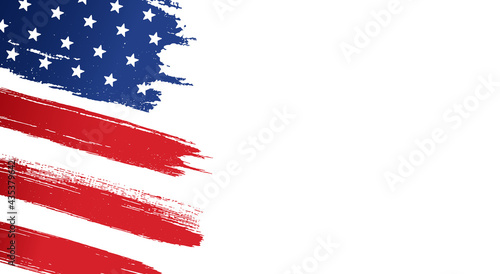 American flag with brush paint textured isolated  on white background,Symbols of USA , template for banner,card,advertising ,promote, TV commercial, ads, web design, magazine, news paper,vector