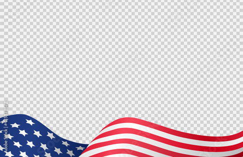 Waving flag of American isolated  on png or transparent  background,Symbols of USA , template for banner,card,advertising ,promote, TV commercial, ads, web design,poster, vector illustration