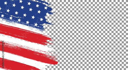 American flag with brush paint textured isolated  on png or transparent  background,Symbols of USA , template for banner,card,advertising ,promote, TV commercial, ads, web design, magazine,vector