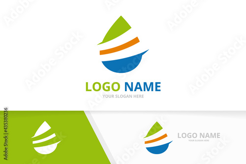 Premium waterdrop logo combination. Unique fresh spa logotype design template.