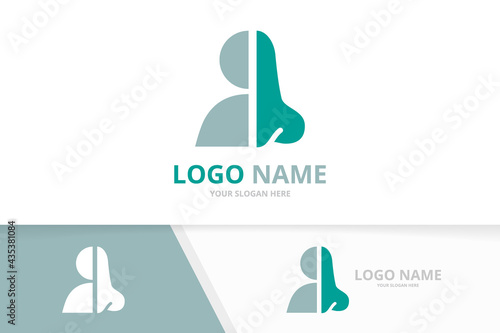 Vector nose and man logo combination. ENT clinic, otolaryngology logotype design template.