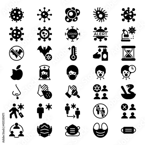 Glyph icons for corona virus.