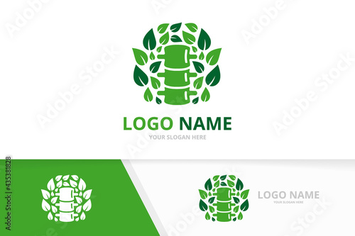 Spine and leaves logo combination. Spinal diagnostic center logotype design template.