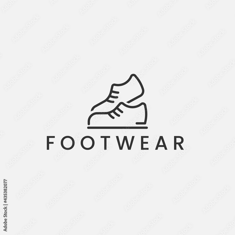 Fototapeta premium Boots and shoes logo design. Footwear logo vector design. Shoes logotype