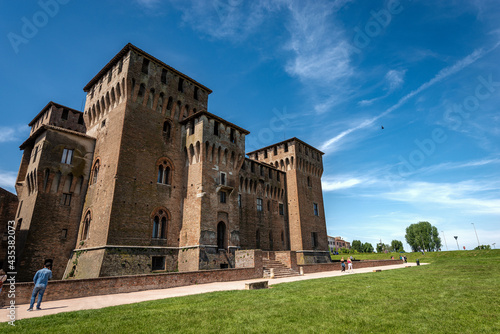 The medieval Castle of Saint George (Castello di San Giorgio, 1395-1406) in Mantua downtown (Mantova), part of the Palazzo Ducale or Gonzaga Royal Palace. Lombardy, Italy, southern Europe.