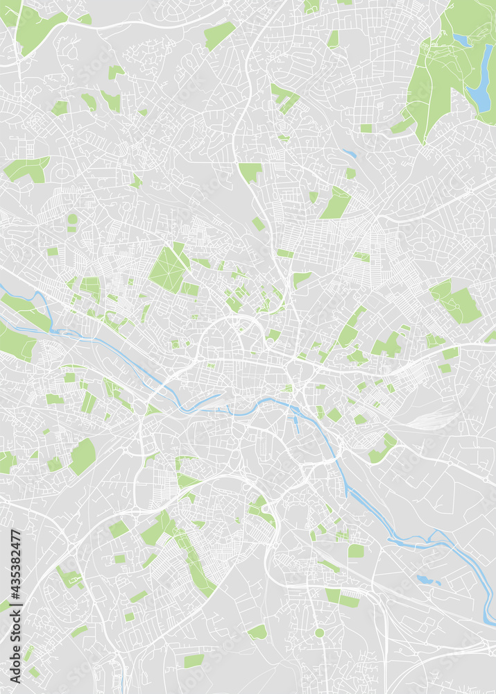 City map Leeds, color detailed plan, vector illustration