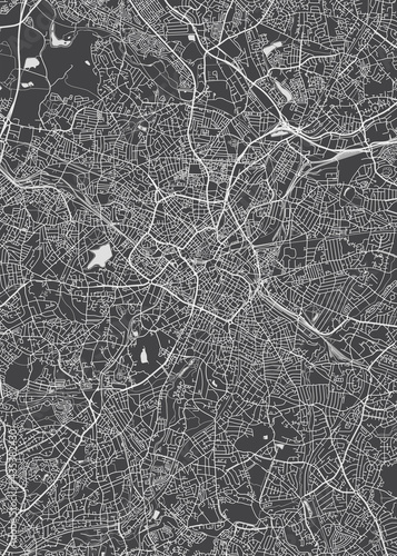 City map Birmingham, monochrome detailed plan, vector illustration