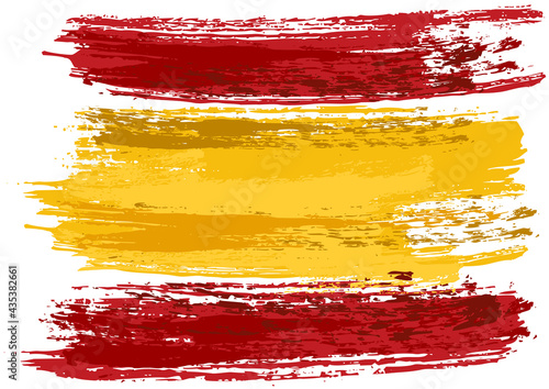 Spain Flag Painted with a Brush - Colored Illustration with Paintbrush Effect Isolated on White Background, Vector