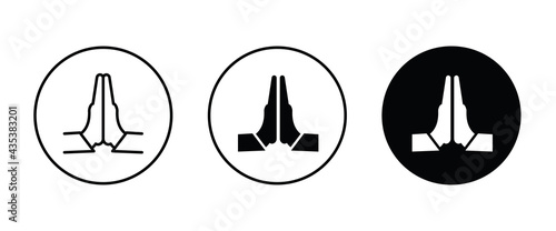 Hands folded in prayer line icon. Editable stroke Outline hands folded in prayer vector icon for web design isolated on white background