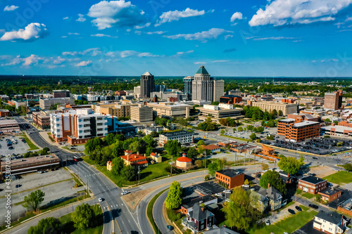 Aerial shot of the city of Greensboro, in North Carolina during daylight