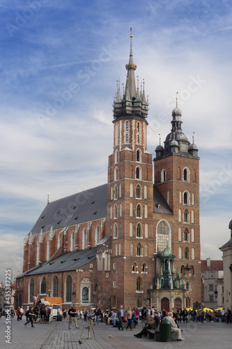 St. Mary's Church at main market square in the old town of Krakow in Poland