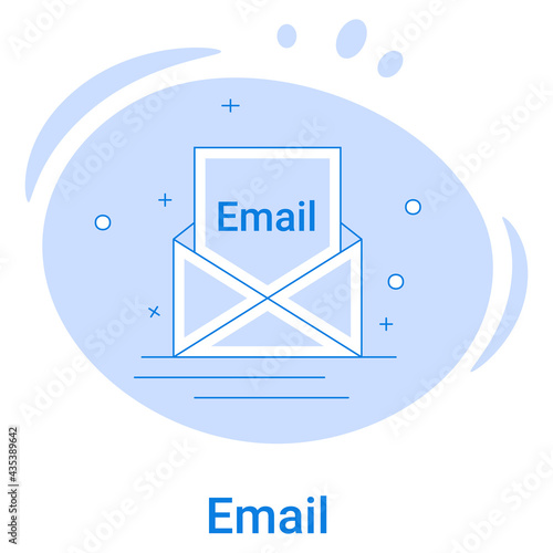 Email,social networks, and messengers .Web design and site layout using templates.Vector illustration of a thin line icon on a blue background.