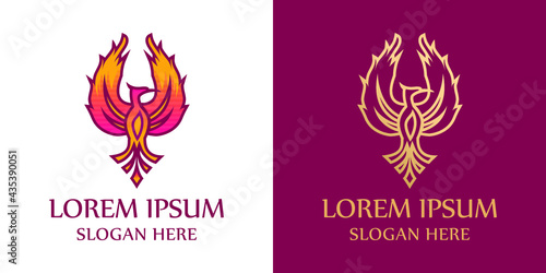Phoenix bird. Vector logo design template.