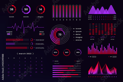 Infographic UI UX dashboard. Finance graph statistic chart diagrams, user interface web data, futuristic vector admin panel