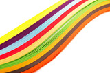 curl rainbow strip paper on white background