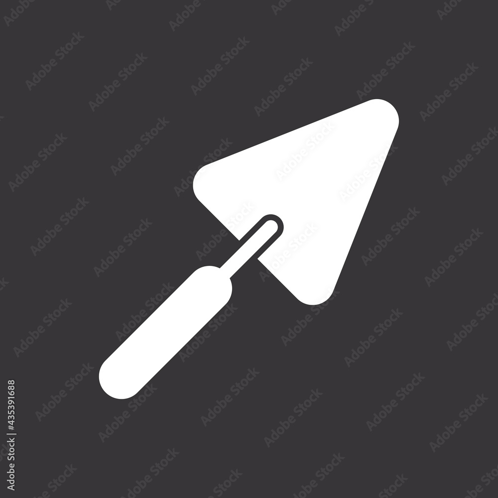 line trowel Icon on grey background line trowel Icon on grey background