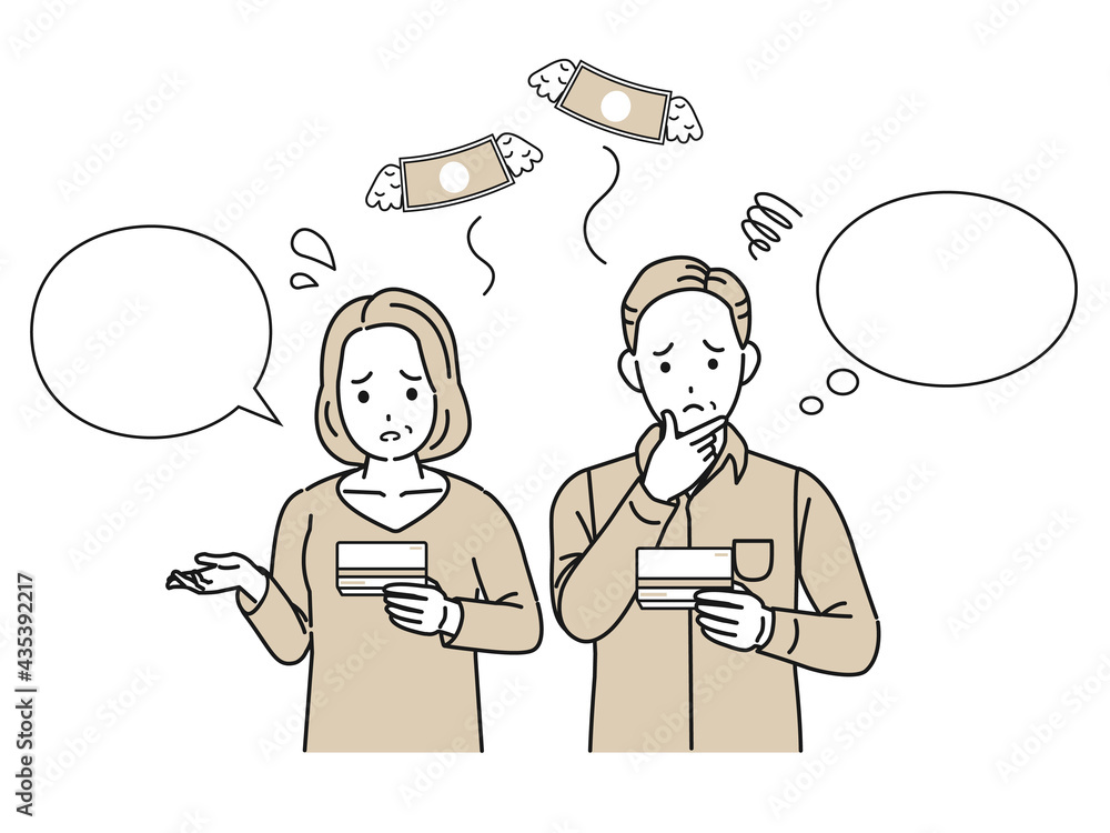 金欠 貯金 出費 お金がない 中高年の男女 夫婦 ミドル 貧困 イラスト素材 Stock Vektorgrafik Adobe Stock