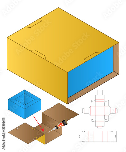 Box packaging die-cut template design. 3d mock-up