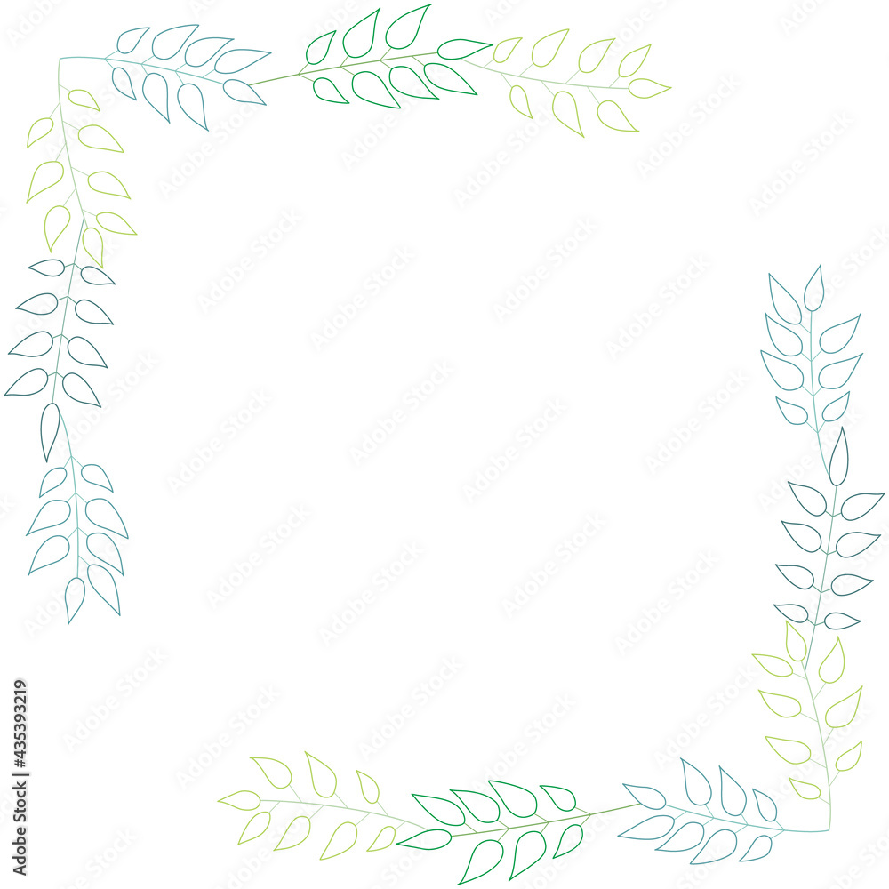 Obraz premium 葉っぱを並べた背景イラスト