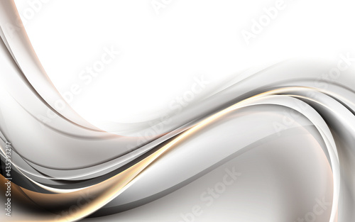 Gold and white waves luxury background. Elegant wavy website design. Golden element texture. © SidorArt
