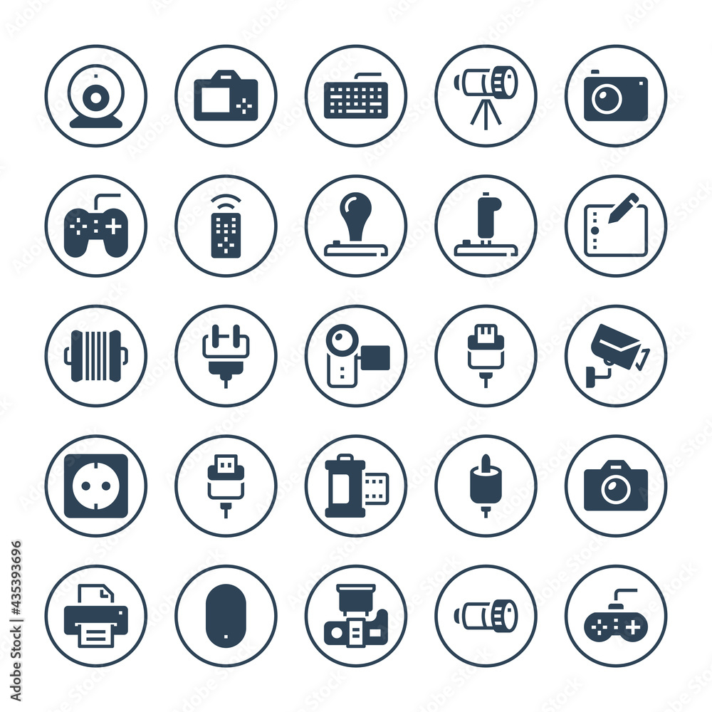 Circle glyph icons for devices. Circle glyph icons for devices.