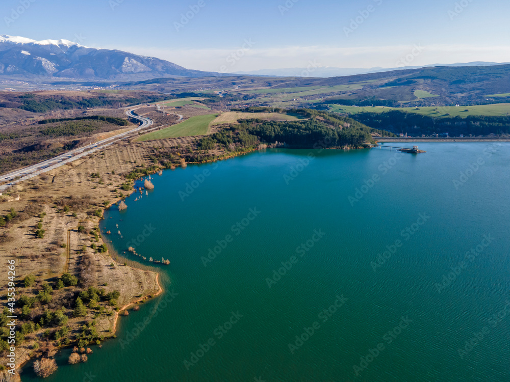 Aerial view of Dyakovo Reservoir, Bulgaria