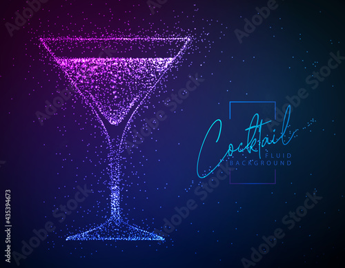 Neon fluid cocktail vector illustration.  Fluid background. Cosmopolitan cocktail