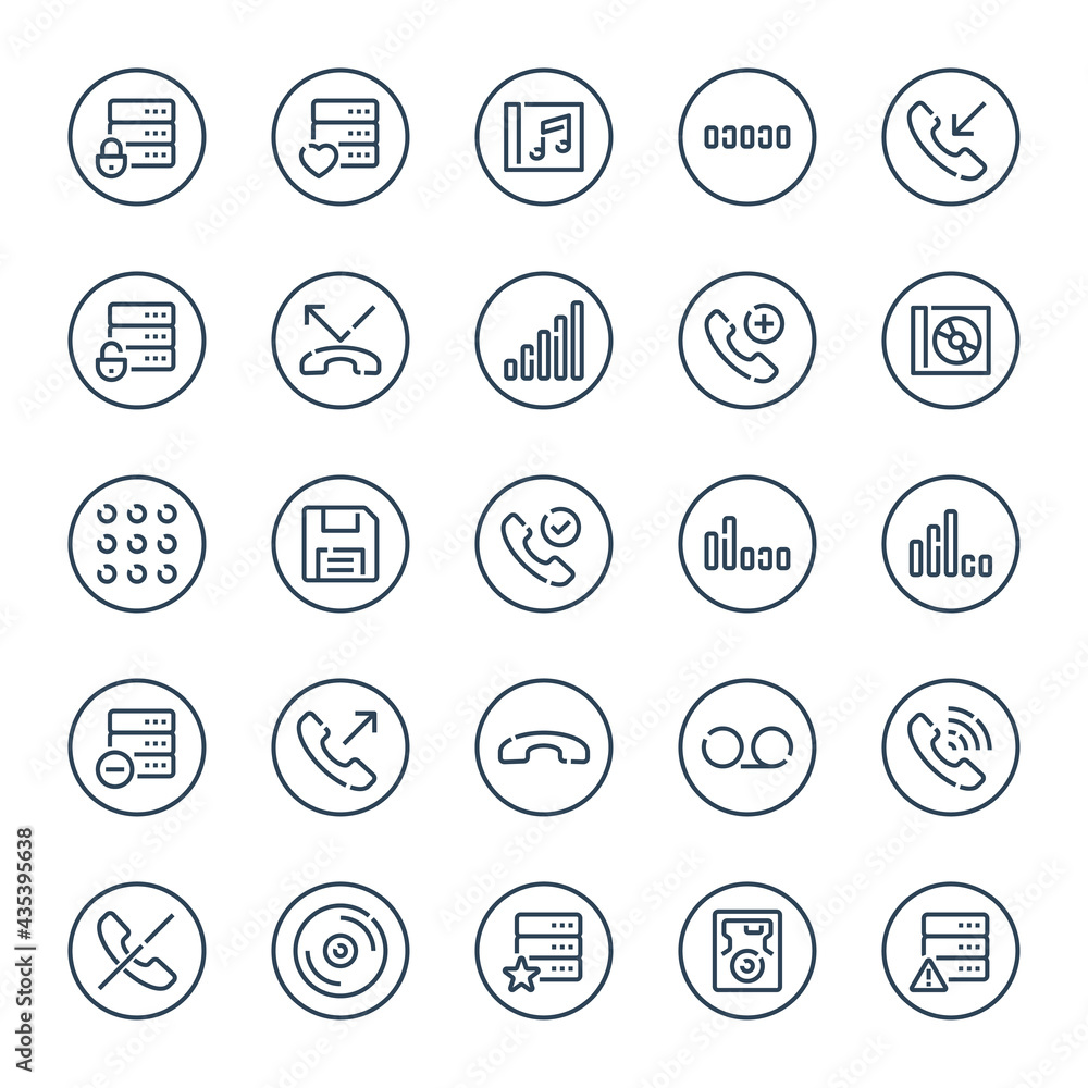 Circle outline icons for devices. Circle outline icons for devices.