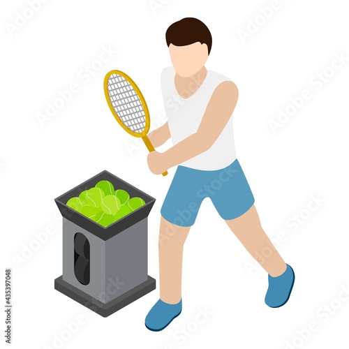 Tennis player icon. Isometric illustration of tennis player vector icon for web