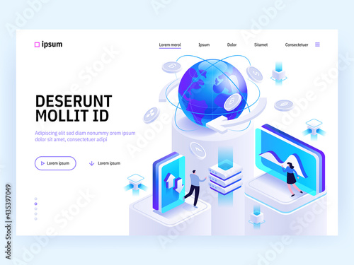 Vector landing page of Tech isometric concept