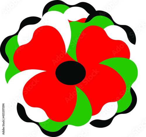 Illustration of flower petal in Palestine flag's color.
